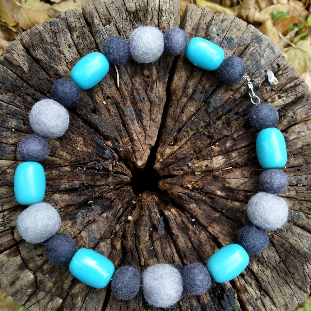 Felted and Bead Necklace